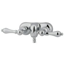 Double Handle Wall Mounted Clawfoot Tub Filler with 3-3/8" Center, Non-Code Spout and Metal Lever Handles from the Hot Springs Collection