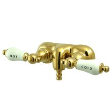 Double Handle Wall Mounted Clawfoot Tub Filler with 3-3/8" Center, Non-Code Spout and Hot / Cold Porcelain Lever Handles from the Hot Springs Collection