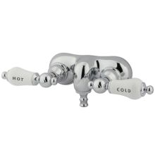 Double Handle Wall Mounted Clawfoot Tub Filler with 3-3/8" Center, Non-Code Spout and Hot / Cold Porcelain Lever Handles from the Hot Springs Collection