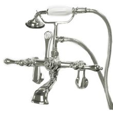 Triple Handle Wall Mounted Clawfoot Tub Filler with 3-3/8" to 11" Adjustable Center, Personal Hand Shower and Metal Lever Handles from the Hot Springs Collection