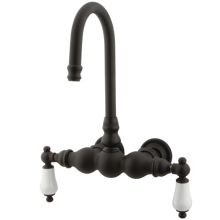 Double Handle Wall Mounted Clawfoot Tub Filler with 3-3/8" Center and Porcelain Lever Handles from the Hot Springs Collection