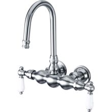 Double Handle Wall Mounted Clawfoot Tub Filler with 3-3/8" Center and Porcelain Lever Handles from the Hot Springs Collection