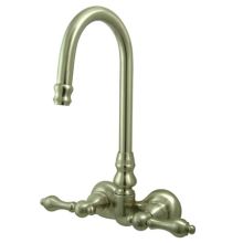 Double Handle Wall Mounted Clawfoot Tub Filler with 3-3/8" Center, Hi-Rise Spout and Metal Lever Handles from the Hot Springs Collection