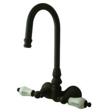 Double Handle Wall Mounted Clawfoot Tub Filler with 3-3/8" Center, Hi-Rise Spout and Hot / Cold Porcelain Lever Handles from the Hot Springs Collection