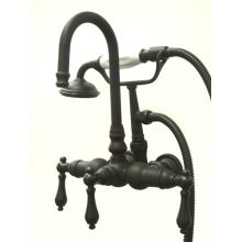 Triple Handle Wall Mounted Clawfoot Tub Filler with 3-3/8" Center, Personal Hand Shower and Metal Lever Handles from the Hot Springs Collection