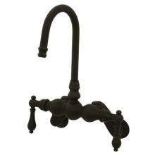 Double Handle Wall Mounted Clawfoot Tub Filler with 3-3/8" to 9" Adjustable Center, Hi-Rise Spout and Metal Lever Handles from the Hot Springs Collection