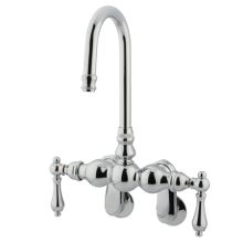 Double Handle Wall Mounted Clawfoot Tub Filler with 3-3/8" to 9" Adjustable Center, Hi-Rise Spout and Metal Lever Handles from the Hot Springs Collection