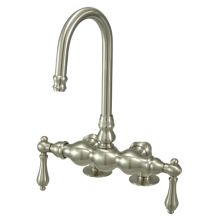 Double Handle Deck Mounted Clawfoot Tub Filler with 3-3/8" Center and Metal Lever Handles from the Hot Springs Collection
