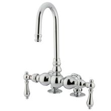 Double Handle Deck Mounted Clawfoot Tub Filler with 3-3/8" Center and Metal Lever Handles from the Hot Springs Collection