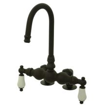 Double Handle Deck Mounted Clawfoot Tub Filler with 3-3/8" Center and Porcelain Lever Handles from the Hot Springs Collection