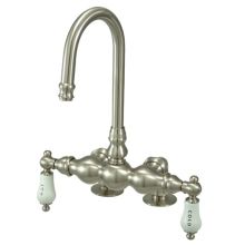 Double Handle Deck Mounted Clawfoot Tub Filler with 3-3/8" Center and Hot / Cold Porcelain Lever Handles from the Hot Springs Collection