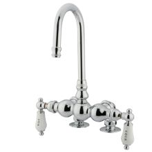 Double Handle Deck Mounted Clawfoot Tub Filler with 3-3/8" Center and Hot / Cold Porcelain Lever Handles from the Hot Springs Collection