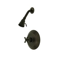 Single Handle Shower Only Valve Trim with Single Function Shower Head and Buckingham Cross Handle from the Hot Springs Collection