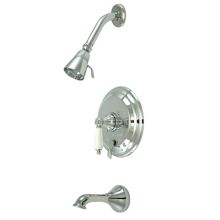 Single Handle Tub and Shower Trim with Single Function Shower Head, Tub Spout and Porcelain Lever from the Hot Springs Collection
