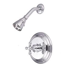 Single Handle Shower Trim and Valve with Single Function Shower Head and American Cross Handle from the Hot Springs Collection