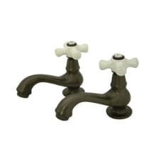 Double Handle Basin Faucet with Porcelain Cross Handles from the St. Louis Collection