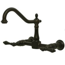 New Orleans Double Handle 8" Center Wall Mounted Kitchen Faucet with American Lever Handles and 8-1/2" Spout Reach