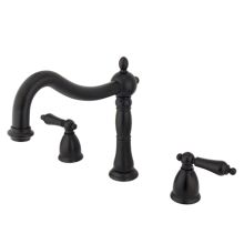 Double Handle 8" to 14" Widespread Deck Mounted Roman Tub Filler with American Lever Handles from the Baltimore Collection