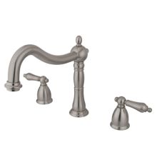 Double Handle 8" to 14" Widespread Deck Mounted Roman Tub Filler with American Lever Handles from the Baltimore Collection