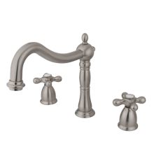 Double Handle 8" to 14" Widespread Deck Mounted Roman Tub Filler with American Cross Handles from the Baltimore Collection
