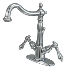 Double Handle 4" Single Hole Bathroom Faucet with American Lever Handles and Brass Drain Assembly from the New Orleans Collection