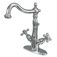 Double Handle 4" Single Hole Bathroom Faucet with American Cross Handles and Brass Drain Assembly from the New Orleans Collection