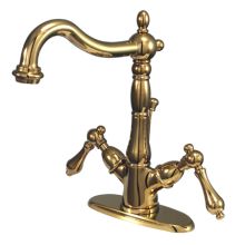 Double Handle 4" Single Hole Bathroom Faucet with American Lever Handles and Brass Drain Assembly from the New Orleans Collection