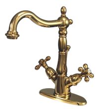 Double Handle 4" Single Hole Bathroom Faucet with American Cross Handles and Brass Drain Assembly from the New Orleans Collection