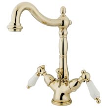 Double Handle 4" Single Hole Bathroom Faucet with Porcelain Lever Handles and Brass Drain Assembly from the New Orleans Collection