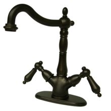 Double Handle 4" Single Hole Bathroom Faucet with American Lever Handles and Brass Drain Assembly from the New Orleans Collection
