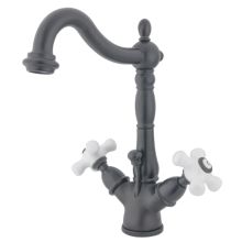Double Handle 4" Single Hole Bathroom Faucet with Porcelain Cross Handles and Brass Drain Assembly from the New Orleans Collection