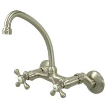 Chautauqua Double Handle 6" to 8-1/2" Center Wall Mounted High Arch Kitchen Faucet with 6-5/8" Spout Reach and Metal Cross Handles