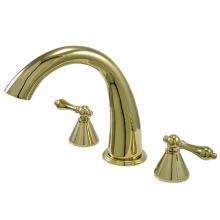 Double Handle 8" to 16" Widespread Deck Mounted Roman Tub Filler with American Lever Handles from the Los Angeles Collection