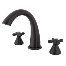 Double Handle 8" to 16" Widespread Deck Mounted Roman Tub Filler with American Cross Handles from the Los Angeles Collection