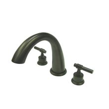 Double Handle Widespread Deck Mounted Roman Tub Filler with Milano Lever Handles from the Miami Collection