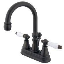Double Handle 4" Centerset Bathroom Faucet with Porcelain Lever Handles and Brass Drain Assembly from the Madison Collection