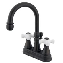 Double Handle 4" Centerset Bathroom Faucet with Porcelain Cross Handles and Brass Drain Assembly from the Madison Collection