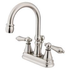 Double Handle 4" Centerset Bathroom Faucet with American Lever Handles and Brass Drain Assembly from the Madison Collection