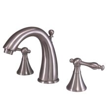 Double Handle 8" to 16" Widespread Bathroom Faucet with Naples Lever Handles and Brass Drain Assembly from the Los Angeles Collection