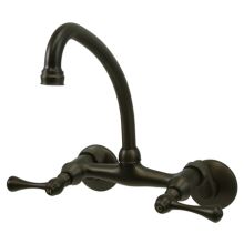 Chautauqua Double Handle 6" to 8-1/2" Center Wall Mounted High Arch Kitchen Faucet with Metal Lever Handles and 6-5/8" Spout Reach