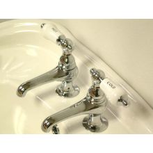 Double Handle Lavatory Basin Tap with American Porcelain Lever Handles from the Hot Springs Collection