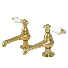 Double Handle Lavatory Basin Tap with American Porcelain Lever Handles from the Hot Springs Collection