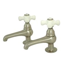 Double Handle Lavatory Basin Tap with American Porcelain Cross Handles from the Hot Springs Collection