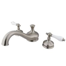 Double Handle Deck Mounted Roman Tub Filler with Porcelain Lever Handles from the St. Louis Collection