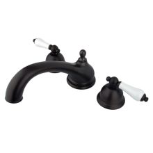 Double Handle Deck Mounted Roman Tub Filler with Porcelain Lever Handles from the Chicago Collection