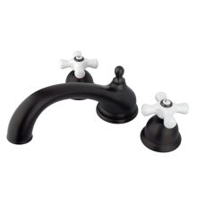 Double Handle Deck Mounted Roman Tub Filler with Porcelain Cross Handles from the Chicago Collection