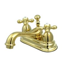 Double Handle 4" Centerset Bathroom Faucet with American Cross Handles and Brass Drain Assembly from the Chicago Collection