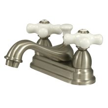 Double Handle 4" Centerset Bathroom Faucet with Porcelain Cross Handles and Brass Drain Assembly from the Chicago Collection
