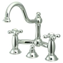 Double Handle 8" Center Bridge Bathroom Faucet with American Cross Handles and Drain Assembly Rod from the Chicago Collection