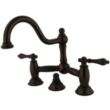 Double Handle 8" Center Bridge Bathroom Faucet with American Lever Handles and Drain Assembly Rod from the Chicago Collection